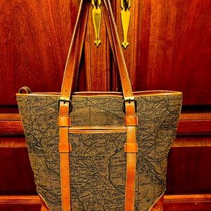 Black/brown map shoulder bag